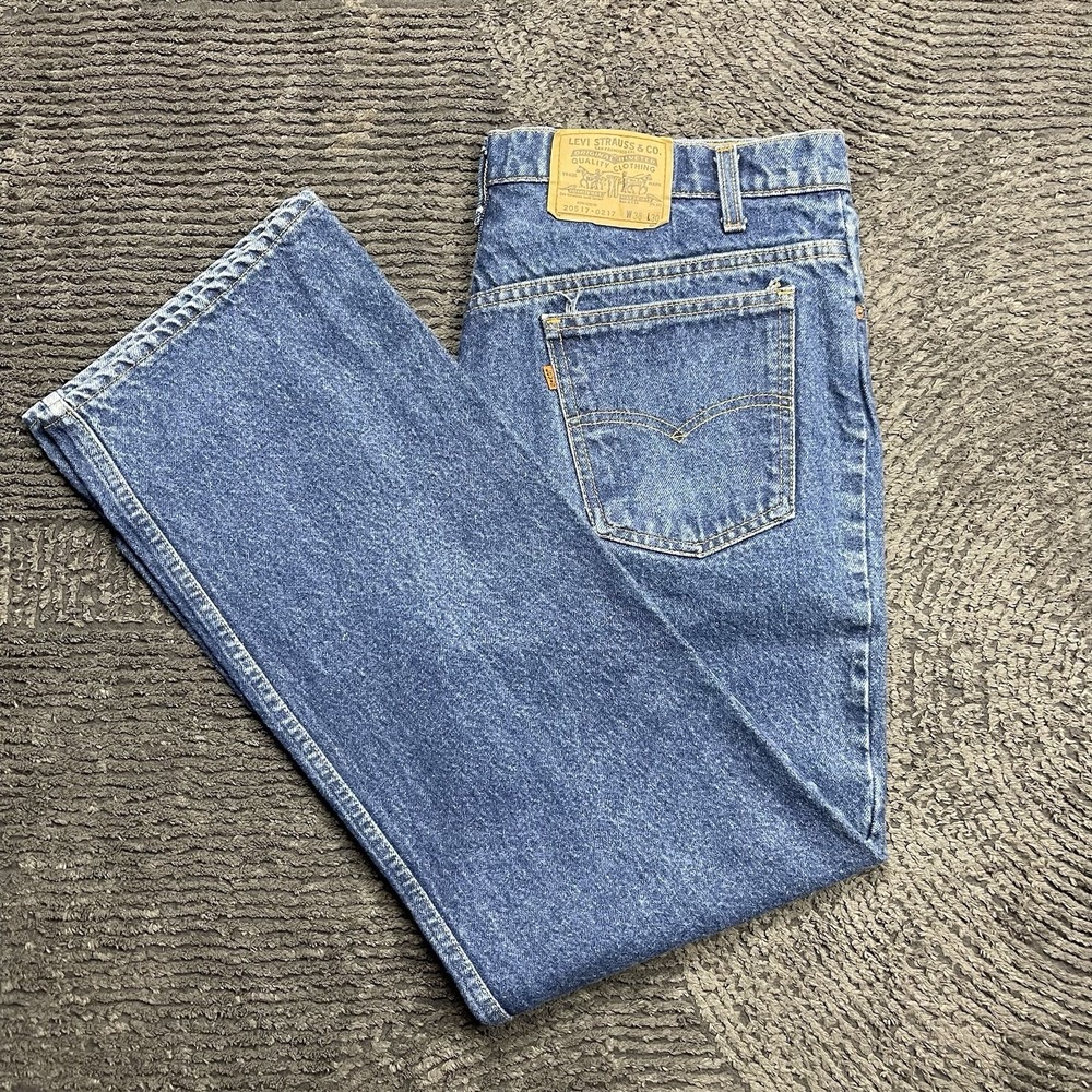 Vintage Levi's 517 Mens 35x30 Orange Tab Jeans Blue Denim Straight Leg‎ 90s